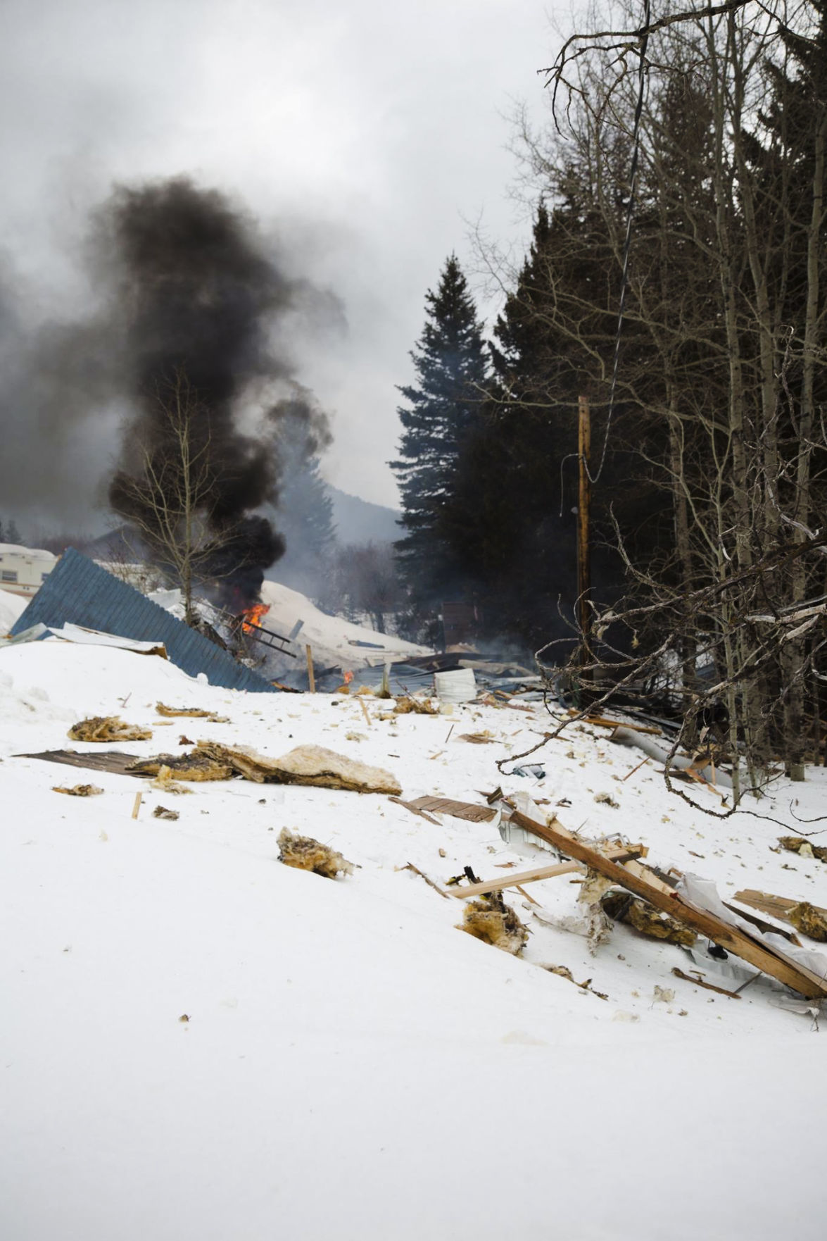 The scene of a home explosion in Meagher County that left one man unharmed Wednesday morning.